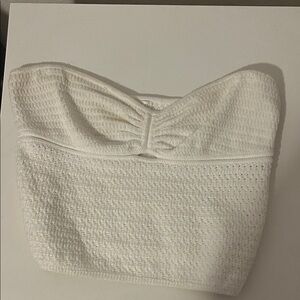 White Textured Strapless Top